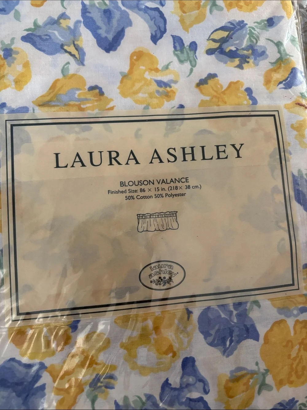 Laura Ashley Charlotte Floral Blouson Window Valance-VINTAGE